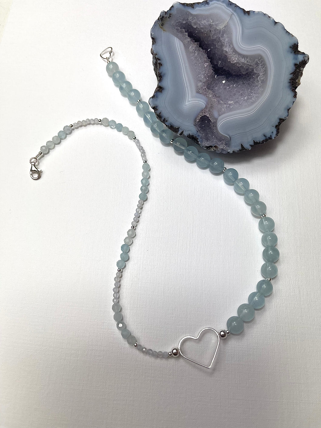 Aquamarine & Blue Lace Agate Sterling Silver Necklace