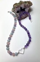 Load image into Gallery viewer, Morganite, Amethyst &amp; Aquamarine Sterling Silver Necklace
