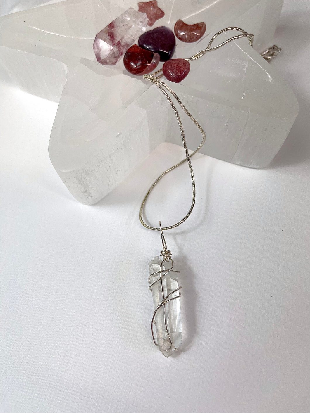 Intuitively chosen Clear Quartz Handmade Silver Plated necklace