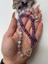 Load image into Gallery viewer, Morganite, Amethyst &amp; Aquamarine Sterling Silver Necklace
